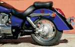 A fairly long wheelbase and the sight of a shaft drive on the left side belie the Aero's 750cc displacement. A fairly long wheelbase and the sight of a shaft drive on the left side belie the Aero's 750cc displacement.